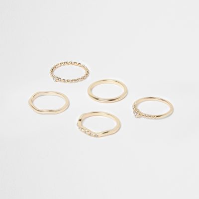 Gold tone delicate ring pack